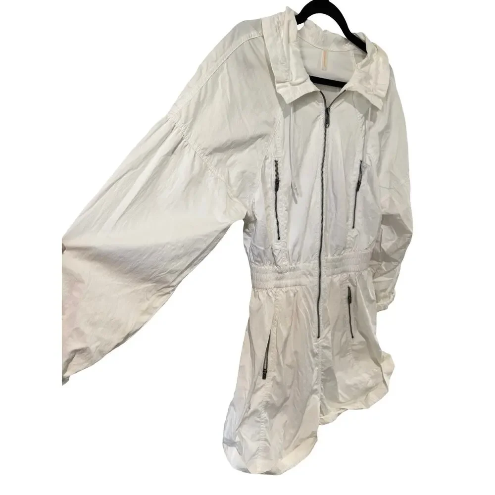 Free People Movement Peace Out Romper Windbreaker Ivory Size Small